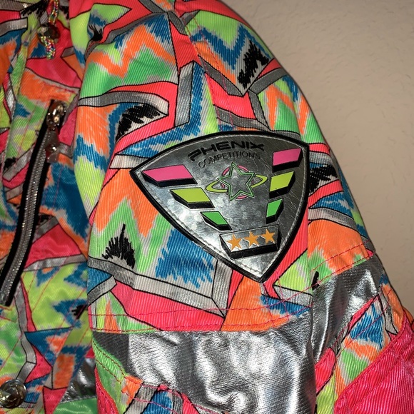 Team Phenix White Neon 80s Ski Jacket Small Medium - Picture 16 of 16